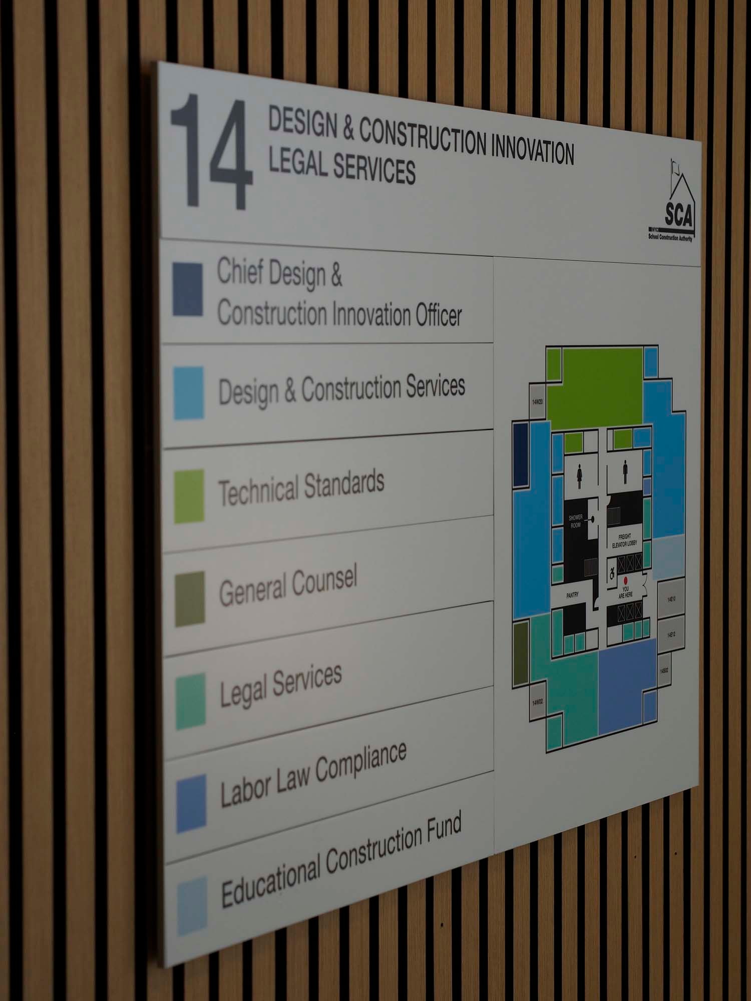 S2K Architectural Modular Series directory board with applied graphics